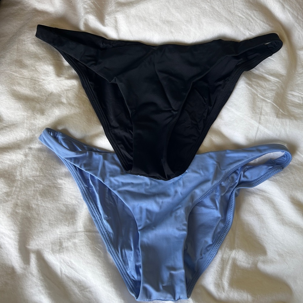 CUUP Women's Bikini Bottoms in Black and Light Blue